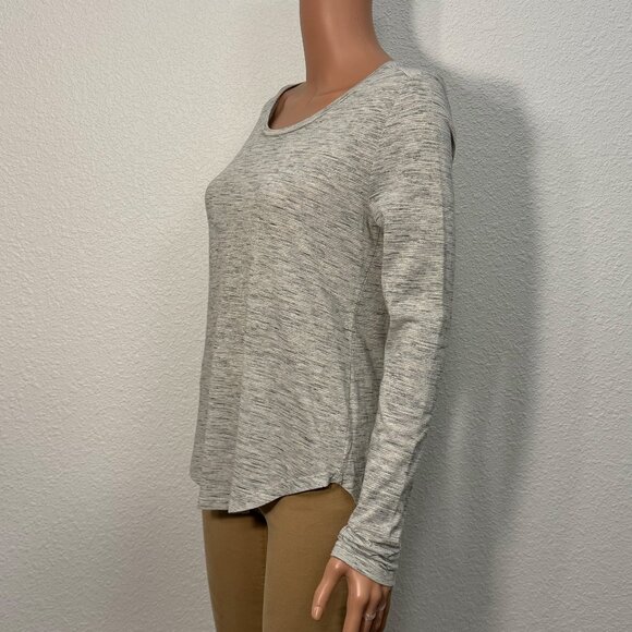 Loft Grey Heather Gold Metallic Long Sleeve Lightweight Top Women’s Medium - Picture 3 of 9